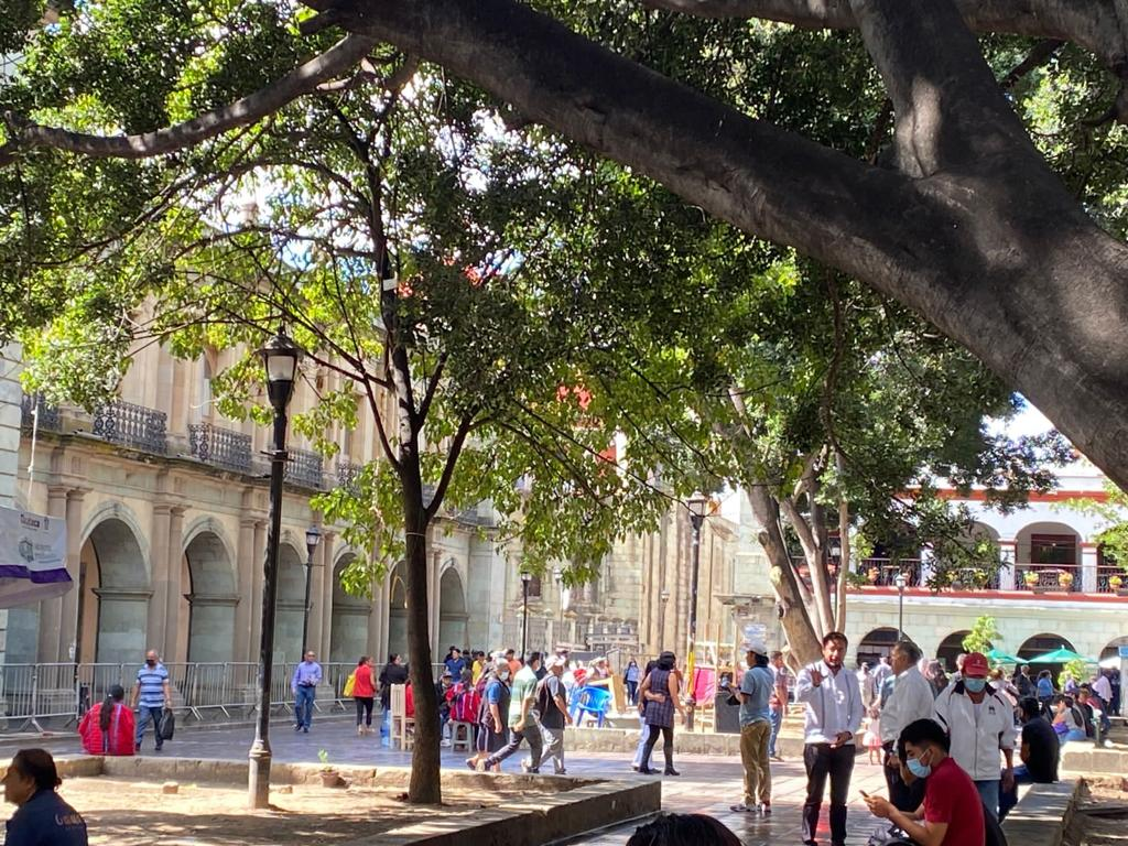 Órden, limpieza  y gozo en el zócalo de Oaxaca