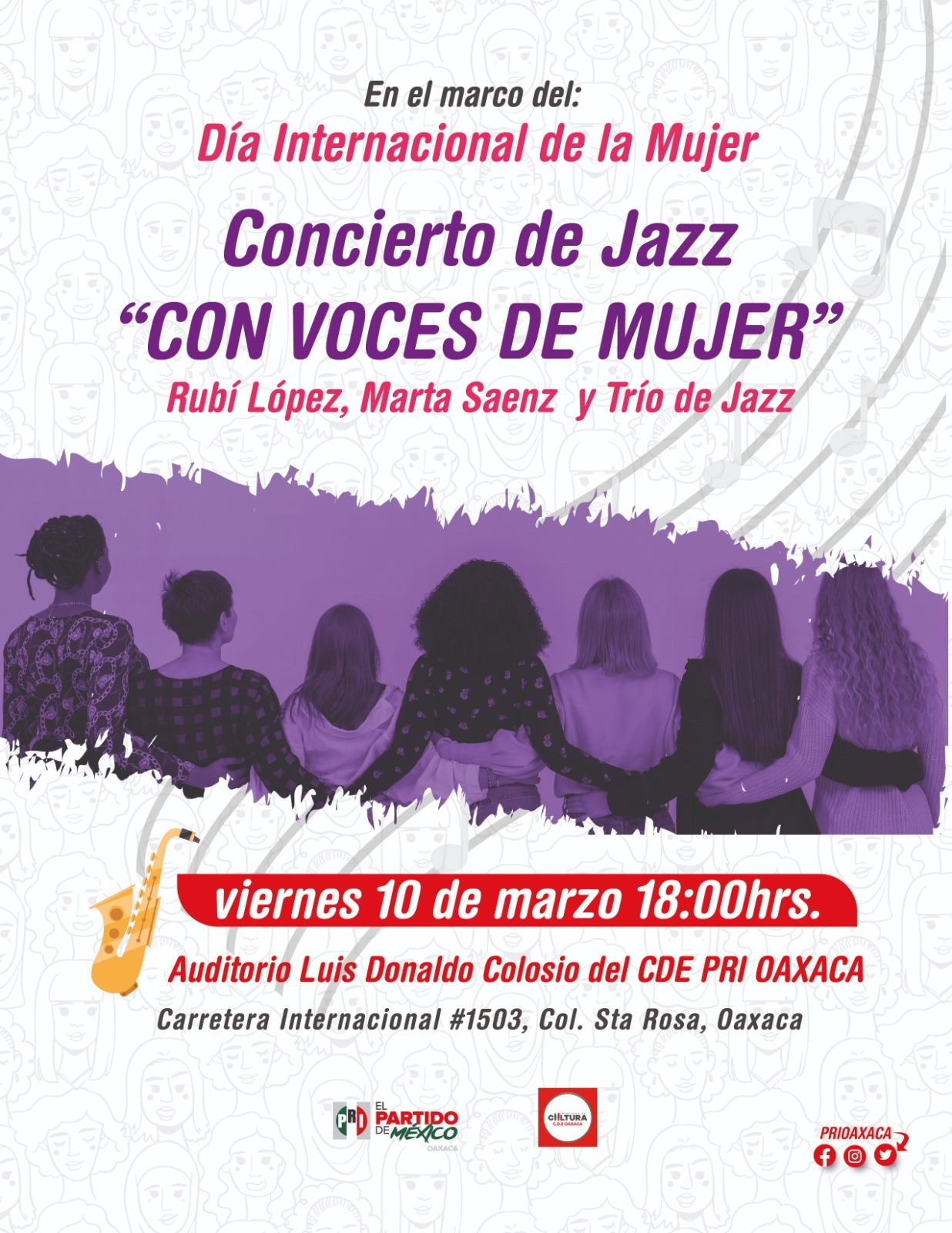 Con concierto de jazz, promueve PRI respeto a la lucha femenina