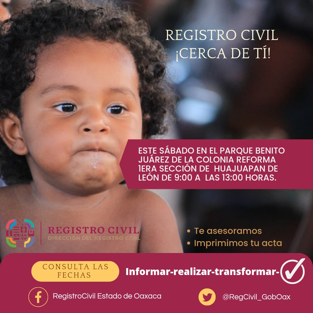 Arranca Registro Civil de Oaxaca jornada itinerante Cerca de ti en Huajuapan de León