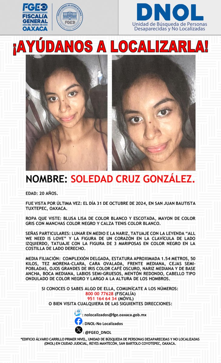 Hallan sin vida a Soledad Cruz González, desaparecida en Tuxtepec; hay un detenido por feminicidio