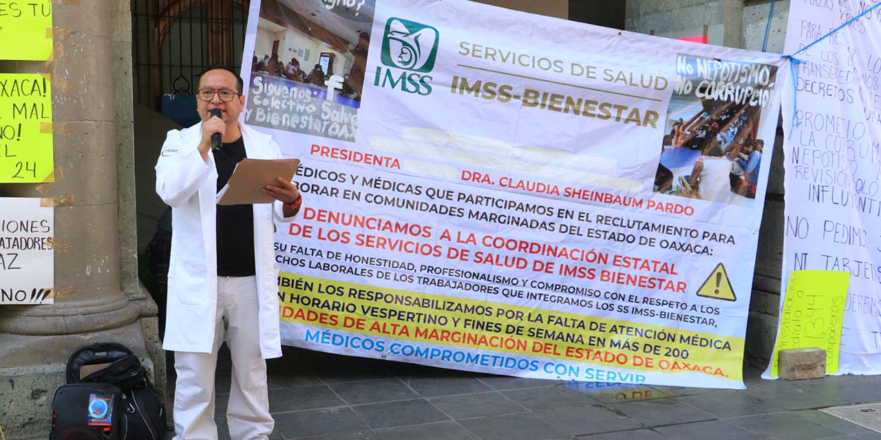 Médico denuncia irregularidades en el IMSS Bienestar y exige auditoría ante Palacio de Gobierno