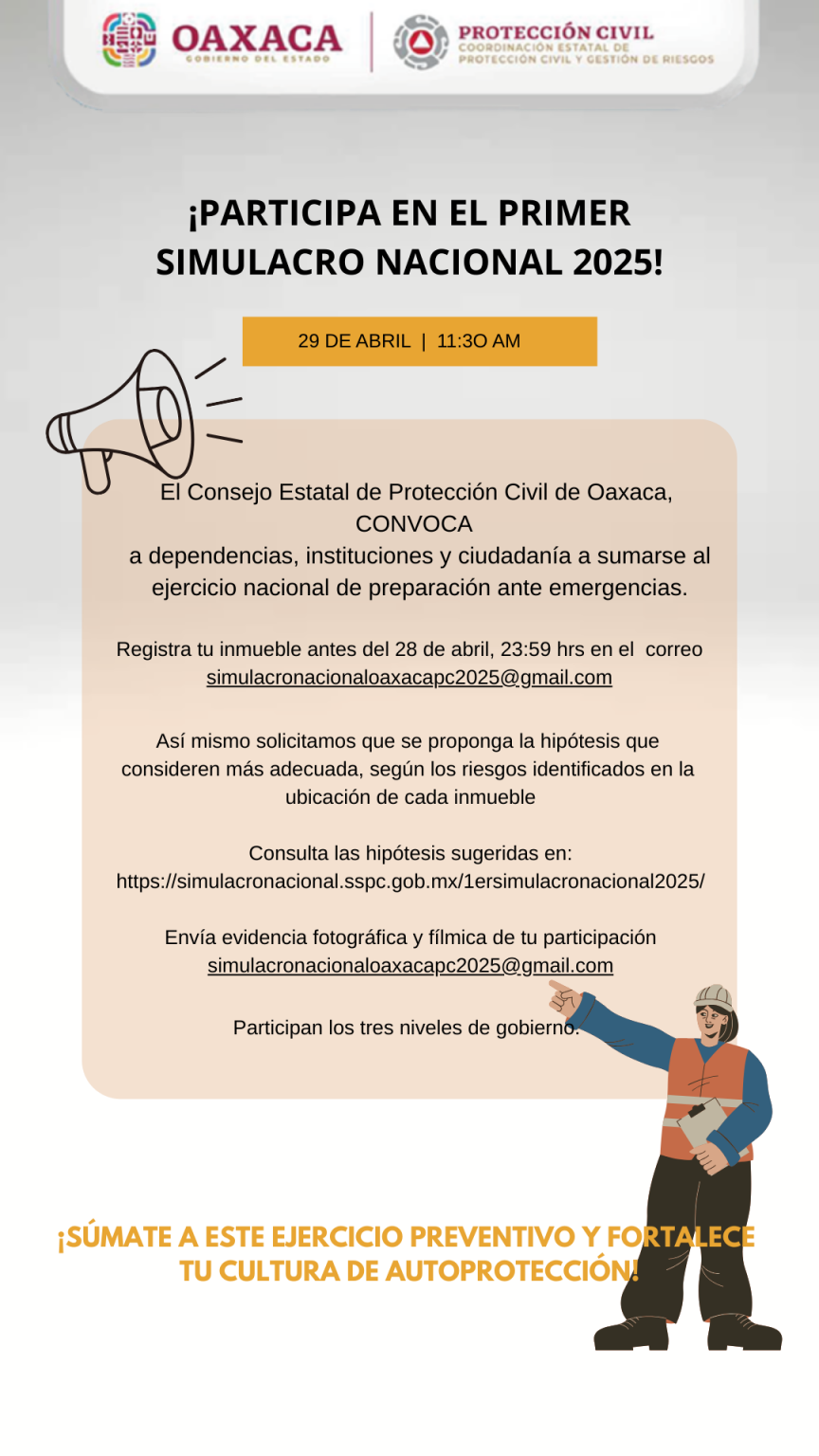 Oaxaca se prepara para el Simulacro Nacional 2025 con hipótesis de sismo de magnitud 8.1