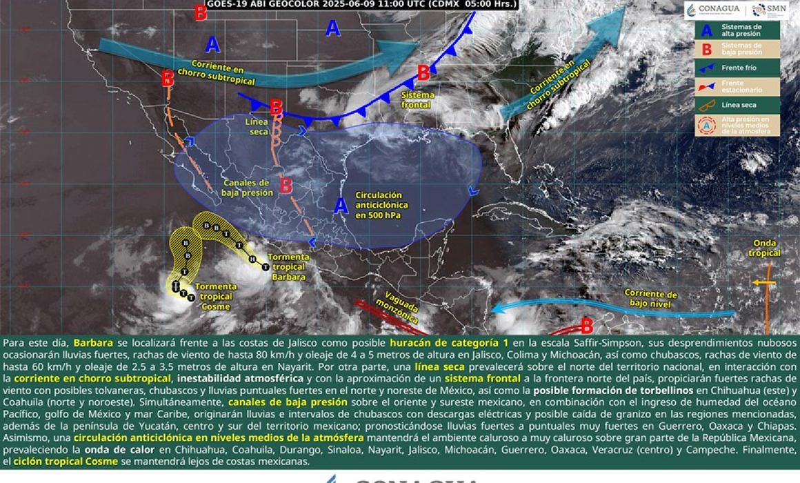 Persisten lluvias y oleaje elevado en Oaxaca por efectos de la tormenta tropical Bárbara